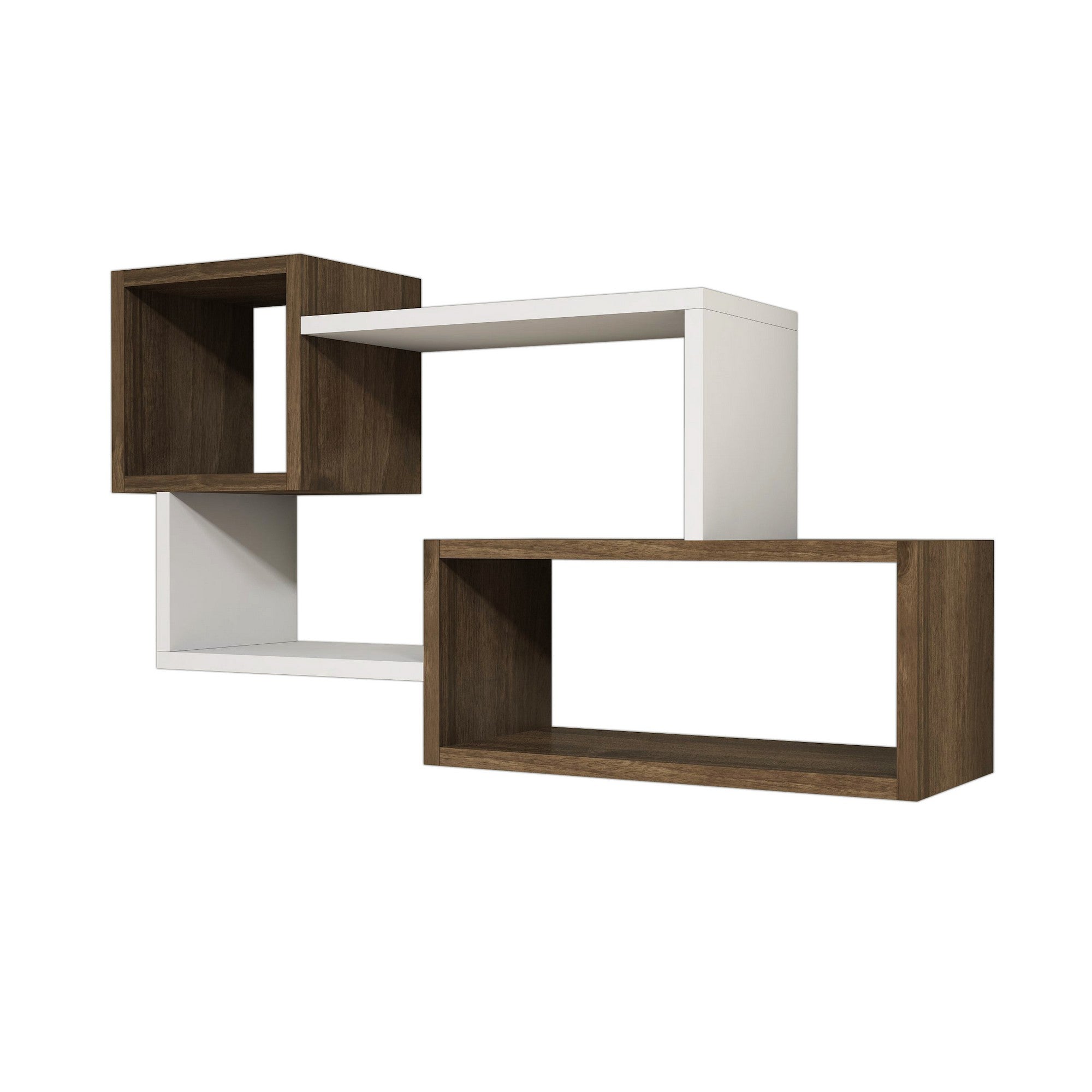 Prateleira de parede moderna, branca e nogueira, 90,6 x 51 x 20 cm | Painel de partículas 100% revestido de melamina, 18 mm de espessura | Solução de armazenamento elegante e funcional para qualquer ambiente