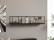 Prateleira de Parede Escandinava, 120 cm x 30 cm x 30 cm, 100% madeira de pinho e estrutura de metal, nogueira e preto | Solução de Armazenamento Elegante para Casas Modernas