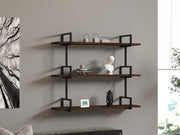 Prateleira de parede industrial com pés de metal, acabamento em nogueira, 87 x 76 x 22,5 cm | 100% madeira de pinho, várias prateleiras, montável na parede, solução de armazenamento elegante
