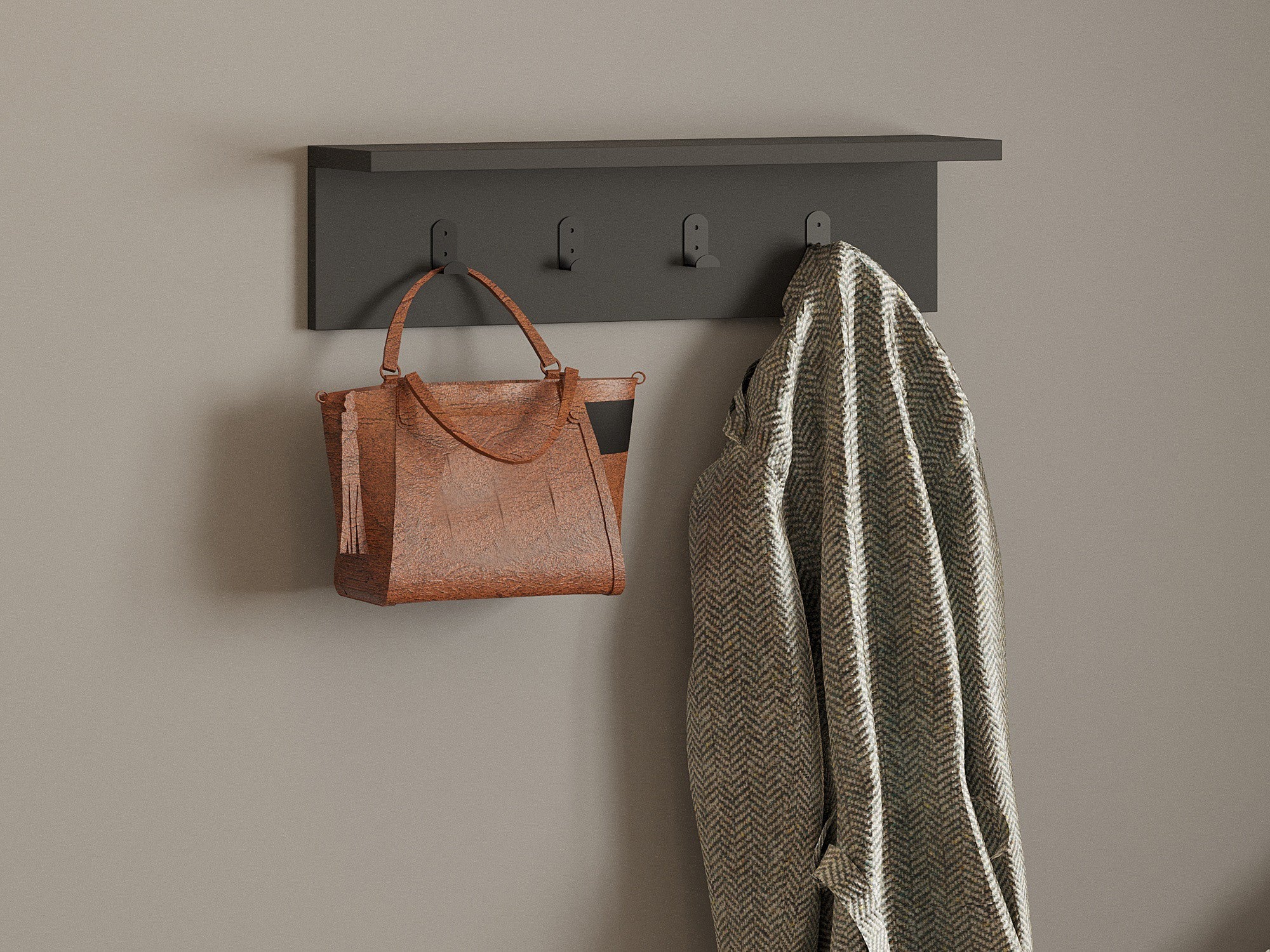 Prateleira de parede escandinava, antracite, 60 x 14,5 x 16,3 cm | Painel de partículas 100% revestido de melamina, 18 mm de espessura | Suporte suspenso multiuso para armazenamento elegante