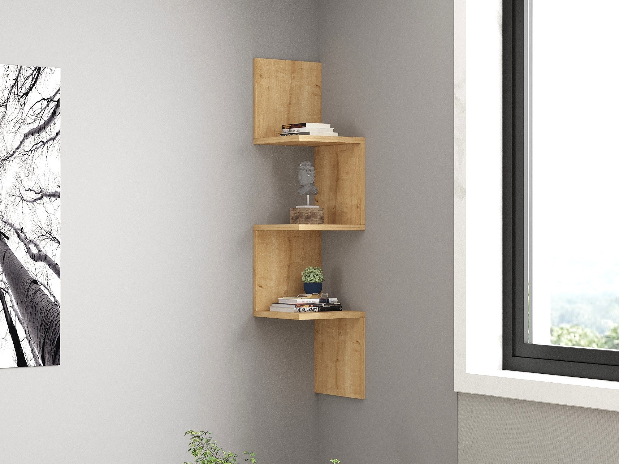 Prateleira de Parede Escandinava, Cor Safira, 105,4 x 25 x 25 cm | Painel de Partículas 100% Revestido com Melamina, 18 mm de Espessura | Solução de Armazenamento Elegante e Funcional
