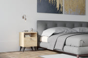 Elegante mesa de cabeceira em safira, 40 x 50 x 40 cm | Painel de partículas 100% revestido em melamina, 18 mm de espessura | Design elegante inspirado em hotéis com pernas de plástico e amplo espaço de armazenamento