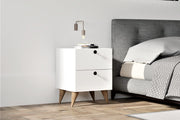 Mesa de Cabeceira Escandinava, Branca, 40 x 55 x 42 cm | Painel de Partículas 100% Revestido em Melamina, 18 mm de Espessura | Elegante e Funcional para Quartos Modernos