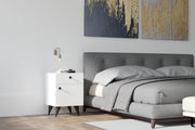 Mesa de Cabeceira Escandinava, Branca, 40 x 60 x 42 cm | Painel de Partículas 100% Revestido em Melamina, 18 mm de Espessura | Elegante e Funcional para Quartos Modernos
