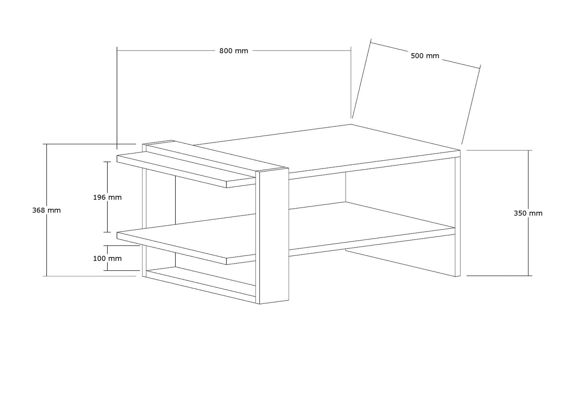 Mesa de Centro Elegante de 2 Andares, Nogueira e Branco, 80 x 35 x 50 cm | Painel de Partículas 100% Revestido com Melamina, 18 mm de Espessura | Armazenamento Versátil para Espaços Modernos