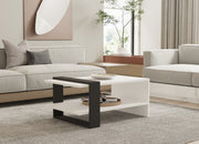 Mesa de Centro Escandinava de 2 Andares, Antracite e Branco, 80 x 35 x 55 cm | Painel de Partículas 100% Revestido com Melamina, 18 mm de Espessura | Solução de Armazenamento Elegante e Funcional