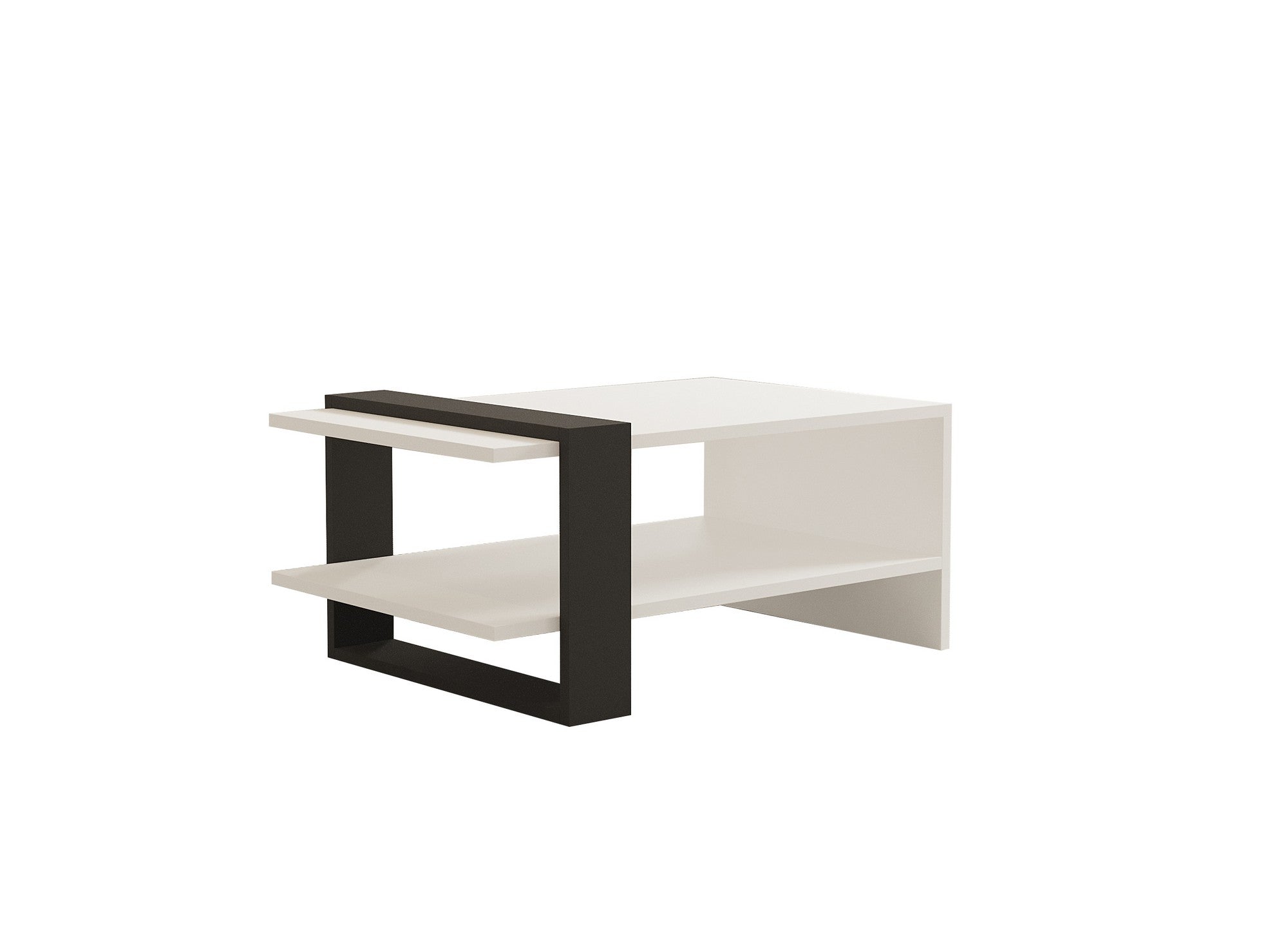 Mesa de Centro Escandinava de 2 Andares, Antracite e Branco, 80 x 35 x 55 cm | Painel de Partículas 100% Revestido com Melamina, 18 mm de Espessura | Solução de Armazenamento Elegante e Funcional