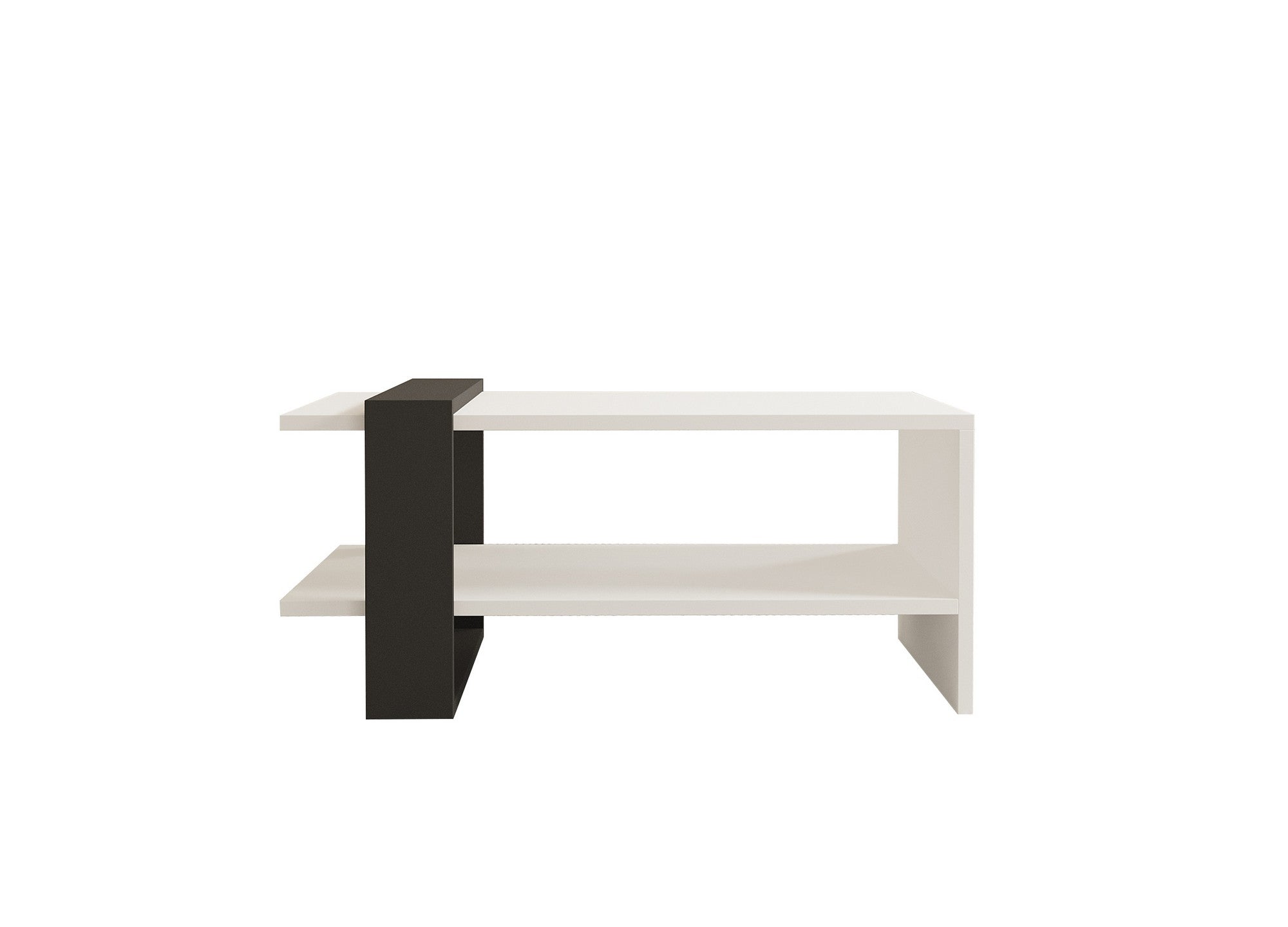 Mesa de Centro Escandinava de 2 Andares, Antracite e Branco, 80 x 35 x 55 cm | Painel de Partículas 100% Revestido com Melamina, 18 mm de Espessura | Solução de Armazenamento Elegante e Funcional