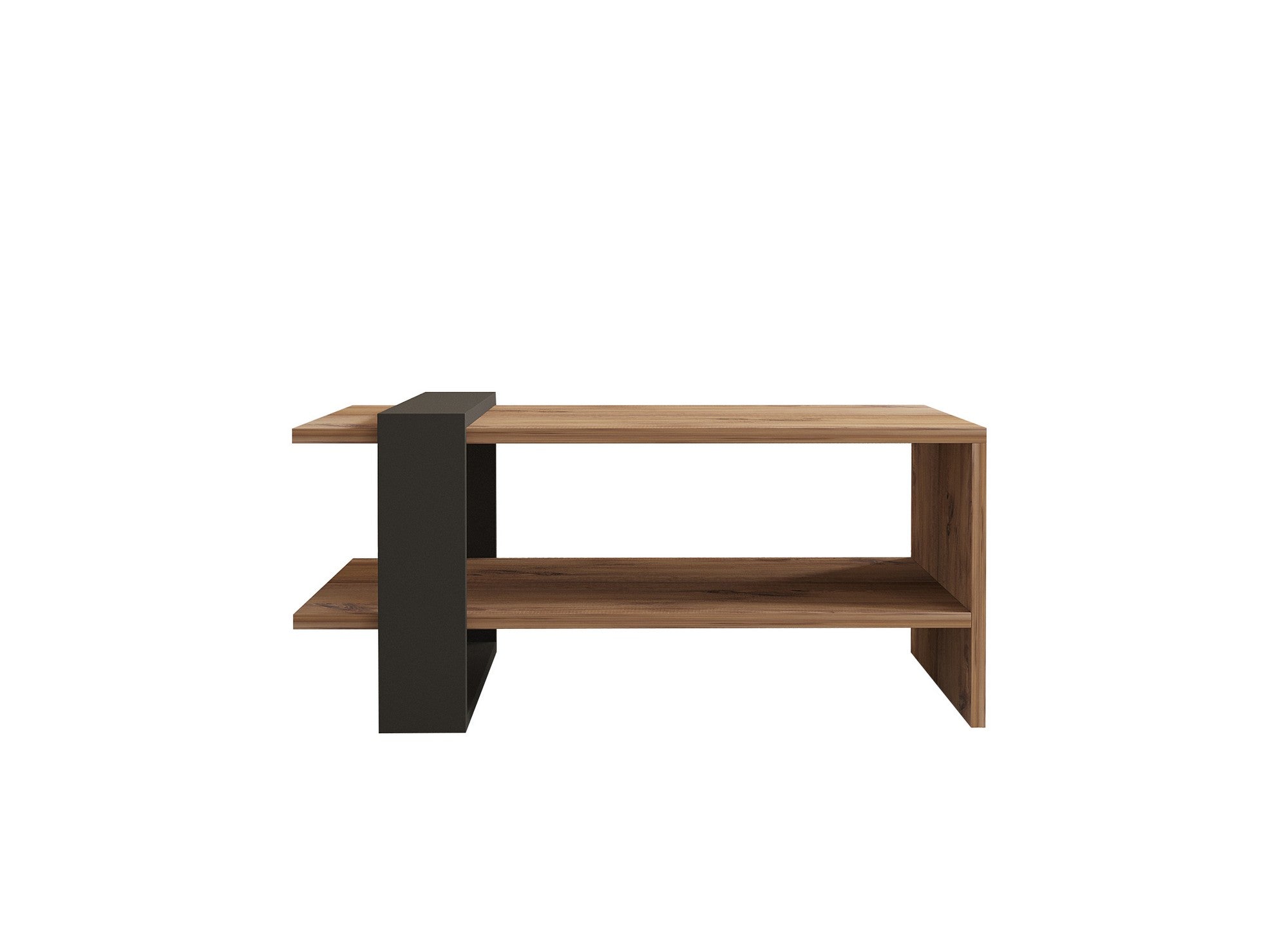 Mesa de Centro Industrial de 2 Andares, Carvalho e Antracite, 80 x 35 x 55 cm | Painel de Partículas 100% Revestido com Melamina, 18 mm de Espessura | Elegante e Funcional com Armazenamento Adicional