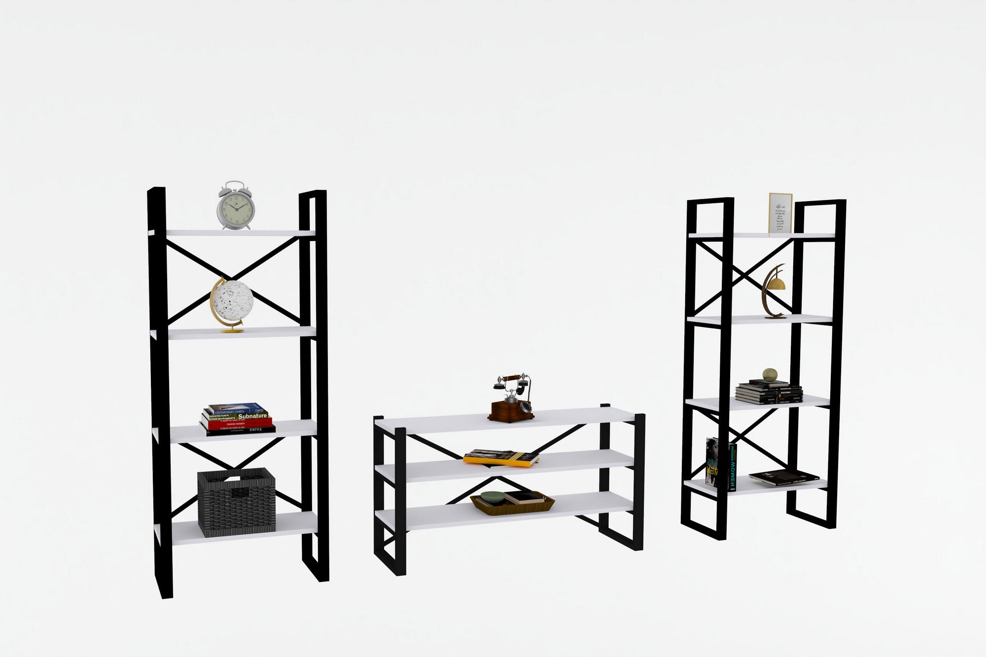 Móvel de TV – 120 cm x 58,5 cm x 32 cm – Branco – Painel de partículas revestido a melamina