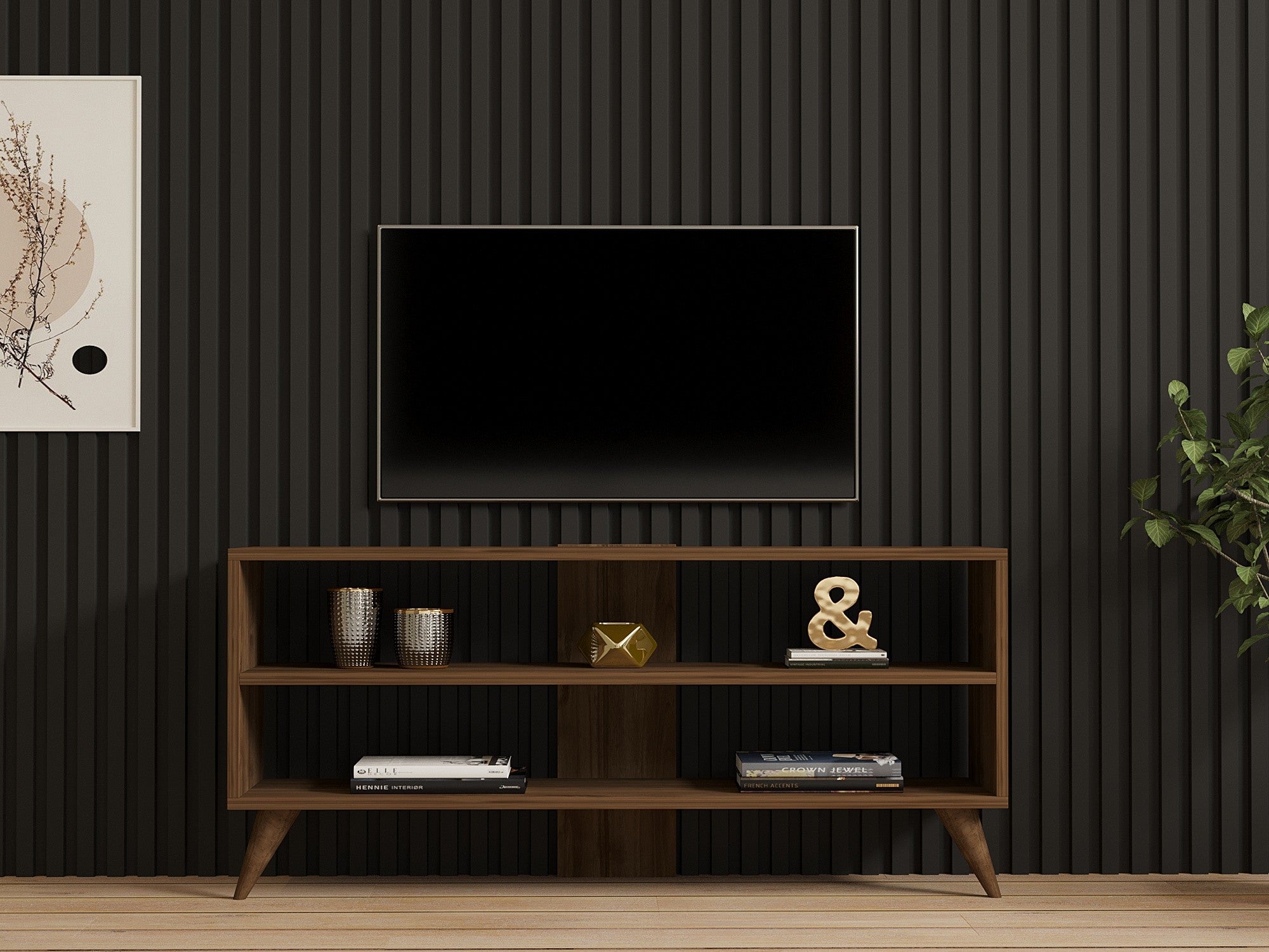 Móvel de TV – 120 cm x 50 cm x 29.6 cm – nogueira – painel de partículas revestido a melamina