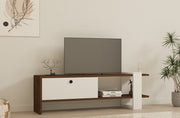 Suporte de TV escandinavo, nogueira e branco, 120 cm | Painel de partículas 100% revestido de melamina, 18 mm de espessura | Várias prateleiras e armazenamento extra, elegante e funcional