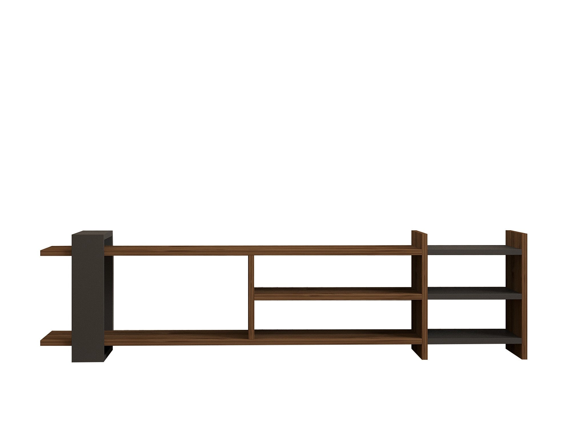 Móvel de TV – 156cm x 40cm x 29.6cm – Nogueira e Antracite – Painéis de partículas revestidos a melamina