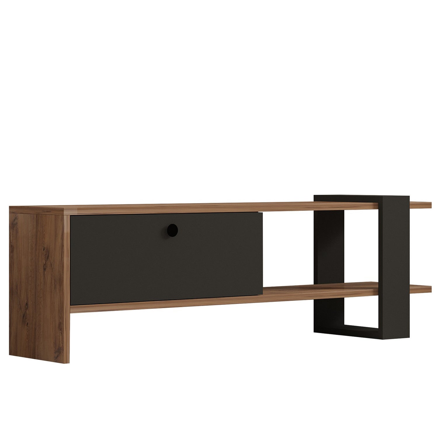 Suporte de TV elegante com várias prateleiras, carvalho e antracite, 120 x 36,8 x 25 cm | Painel de partículas 100% revestido de melamina, 18 mm de espessura | Ideal para salas de estar modernas