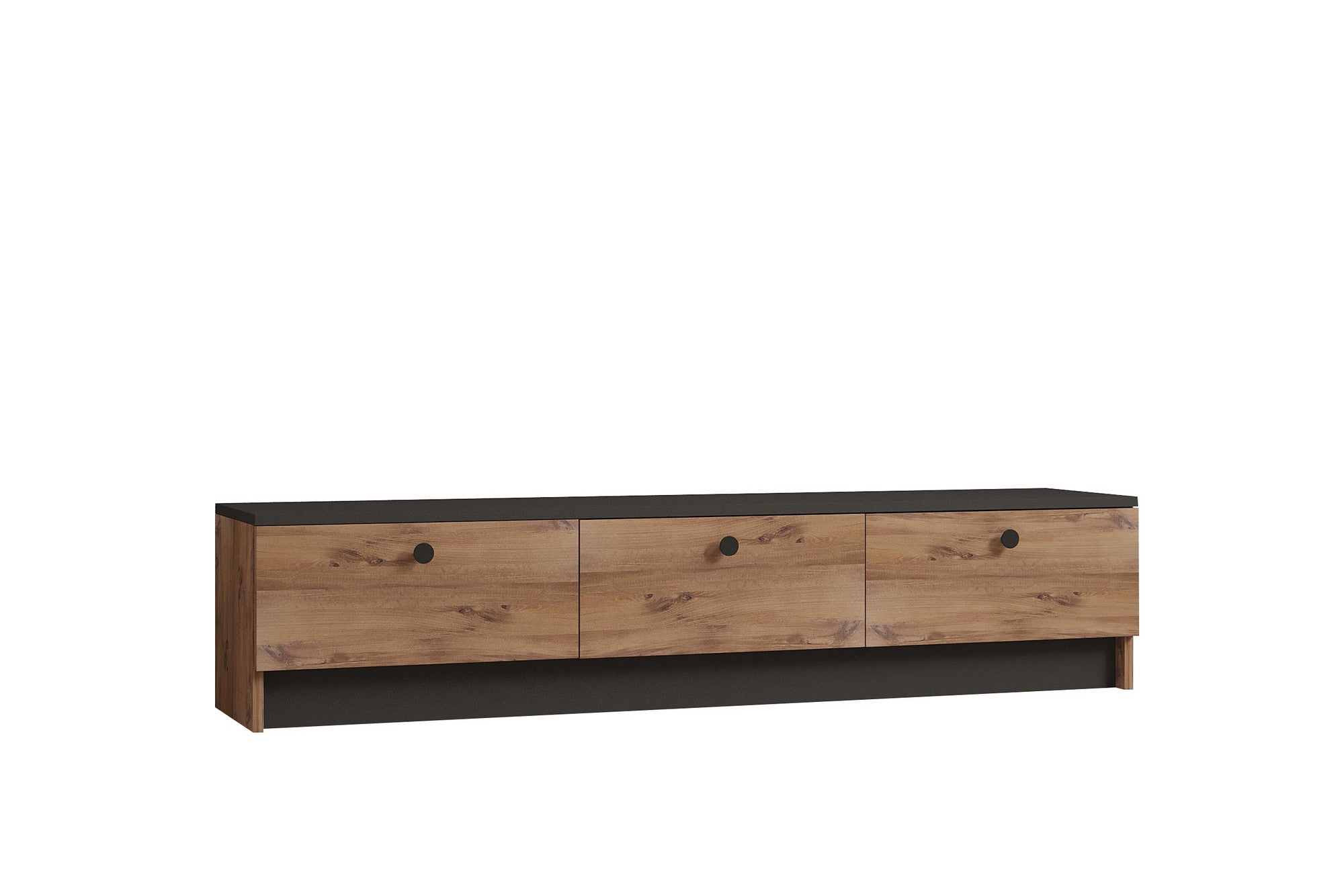 Estante para TV – 160cm – Preto e Carvalho Safira – Madeira Aglomerada