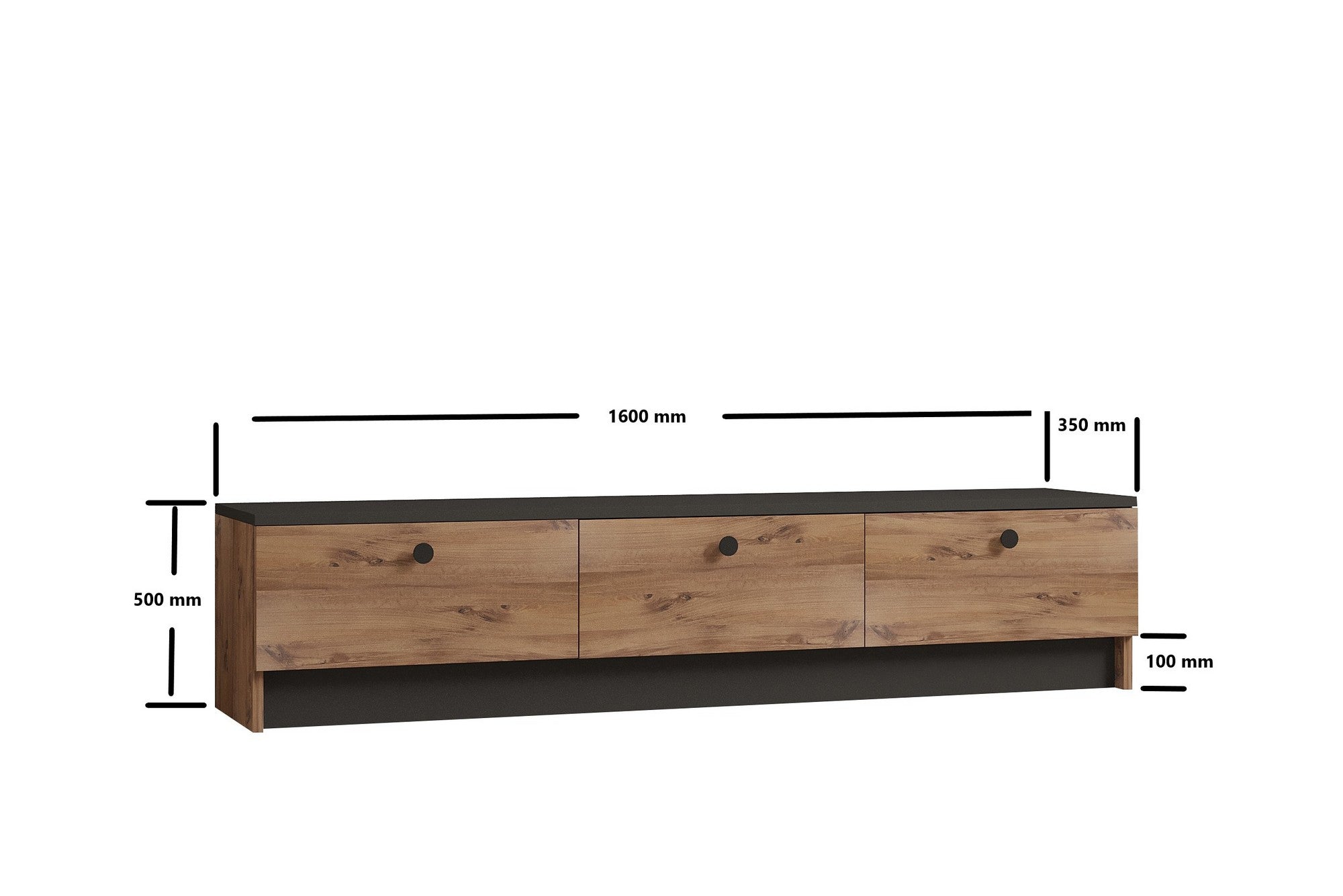 Estante para TV – 160cm – Preto e Carvalho Safira – Madeira Aglomerada