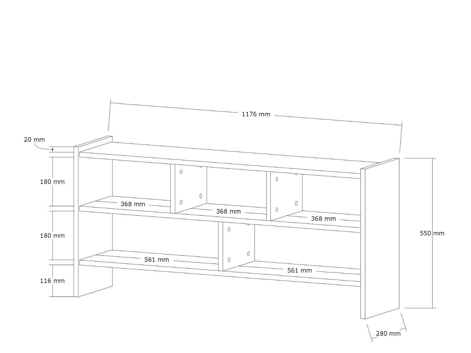 Móvel de TV – 117,5cm x 55cm x 28cm – Branco – MDF