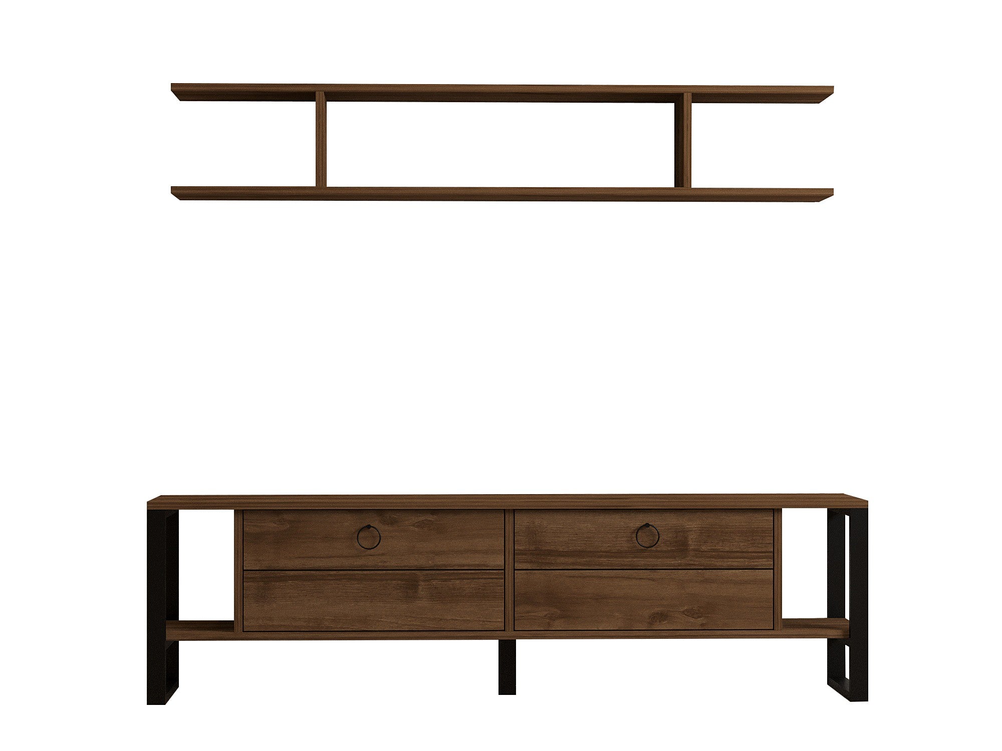 Móvel de TV rústico industrial – 160 cm x 45 cm x 30 cm – nogueira – painel de partículas revestido a melamina