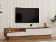 Móvel de TV escandinavo – 160 x 35 x 35 cm – Pinho Atlântico e Branco – Painéis de partículas com revestimento em melamina