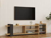 Móvel de TV – 153.6cm x 40cm x 26cm – Antracite e Safira – Painel de partículas