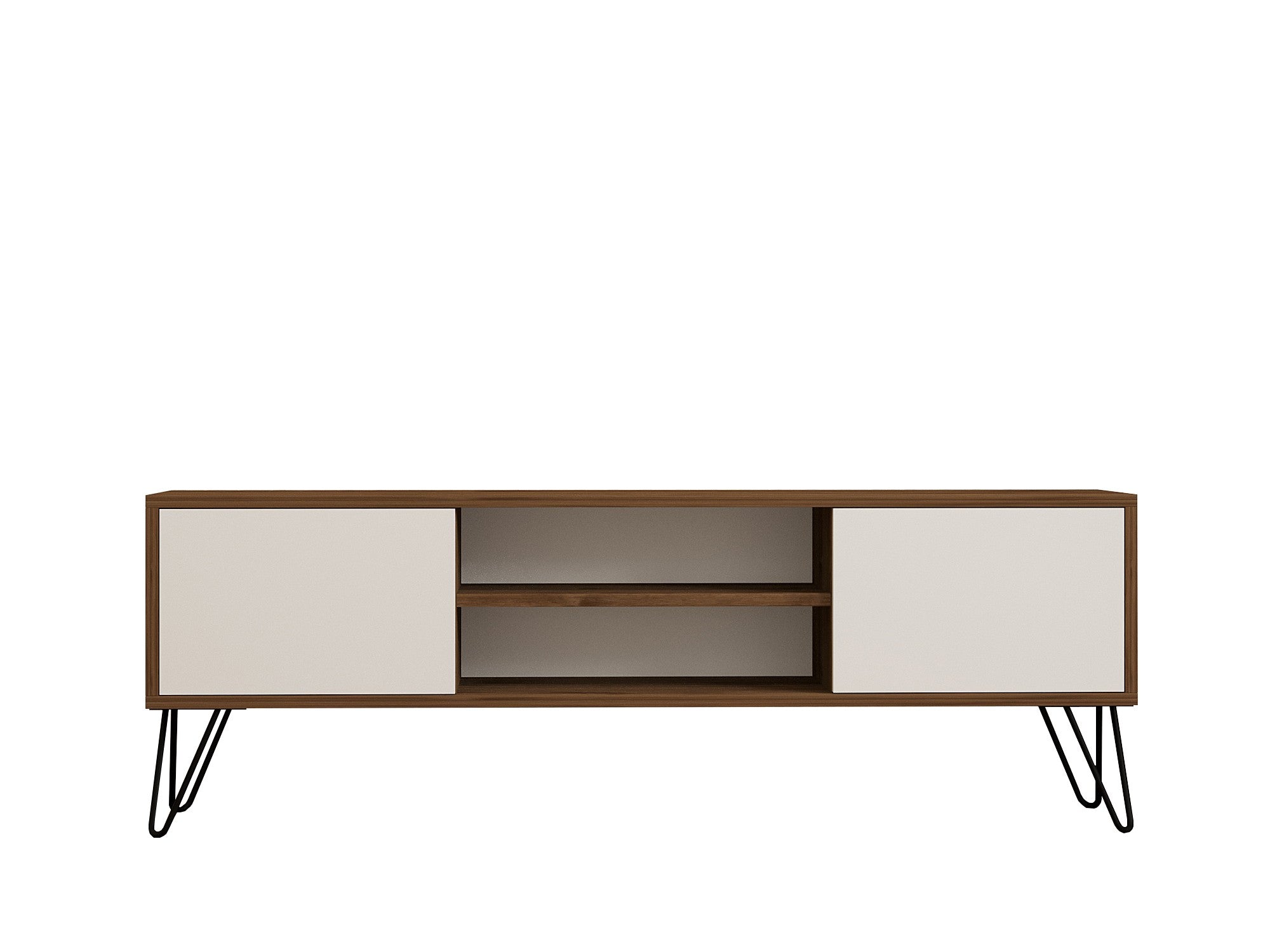 Móvel de TV – 140cm x 50cm x 30cm – Nogueira e Branco – Painel de partículas revestido a melamina