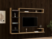 Móvel de TV Escandinavo, 180 cm, Safira e Antracite | Painel de partículas 100% revestido em melamina, 18 mm de espessura | Montável na parede, design elegante e funcional