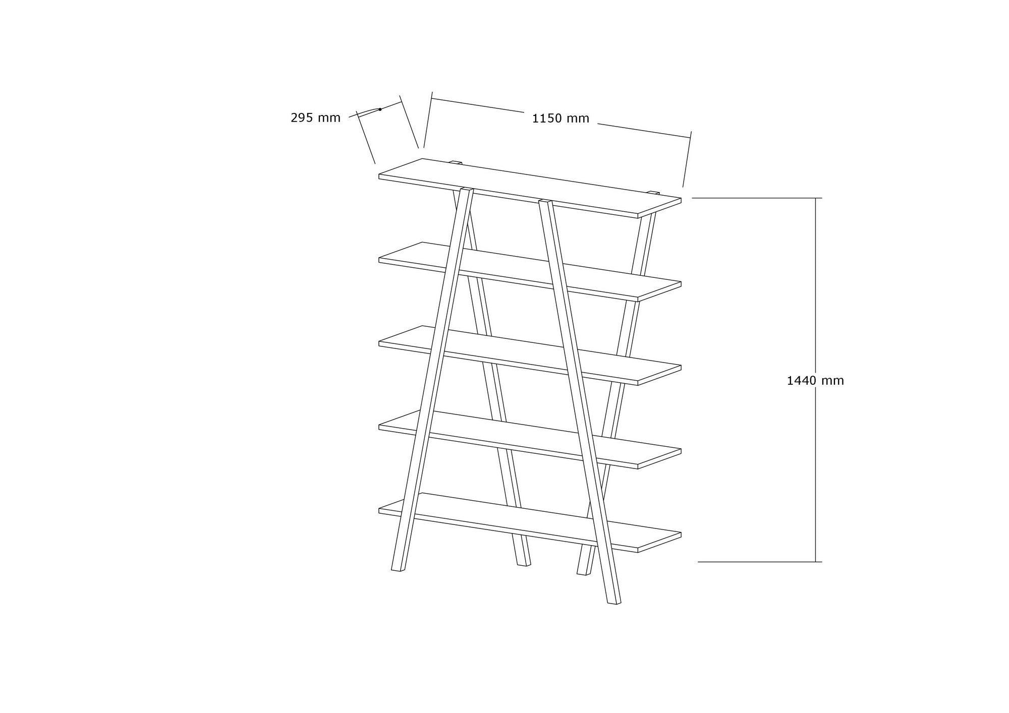 Estante de livros – 115 cm x 144 cm x 29,5 cm – Nogueira – 100% madeira de pinho