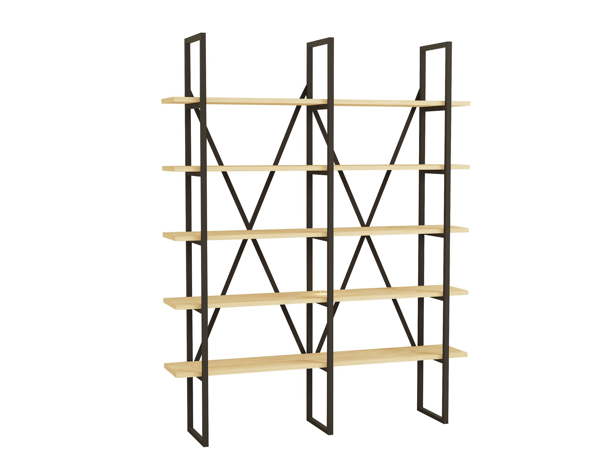 Estante de livros – 126cm x 160cm x 26cm – Safira e Preto – Painel de partículas revestido a melamina e Metal