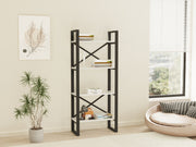 Estante de livros – 66 cm x 150 cm x 32 cm – Branco e Preto – Painéis de partículas e Metal