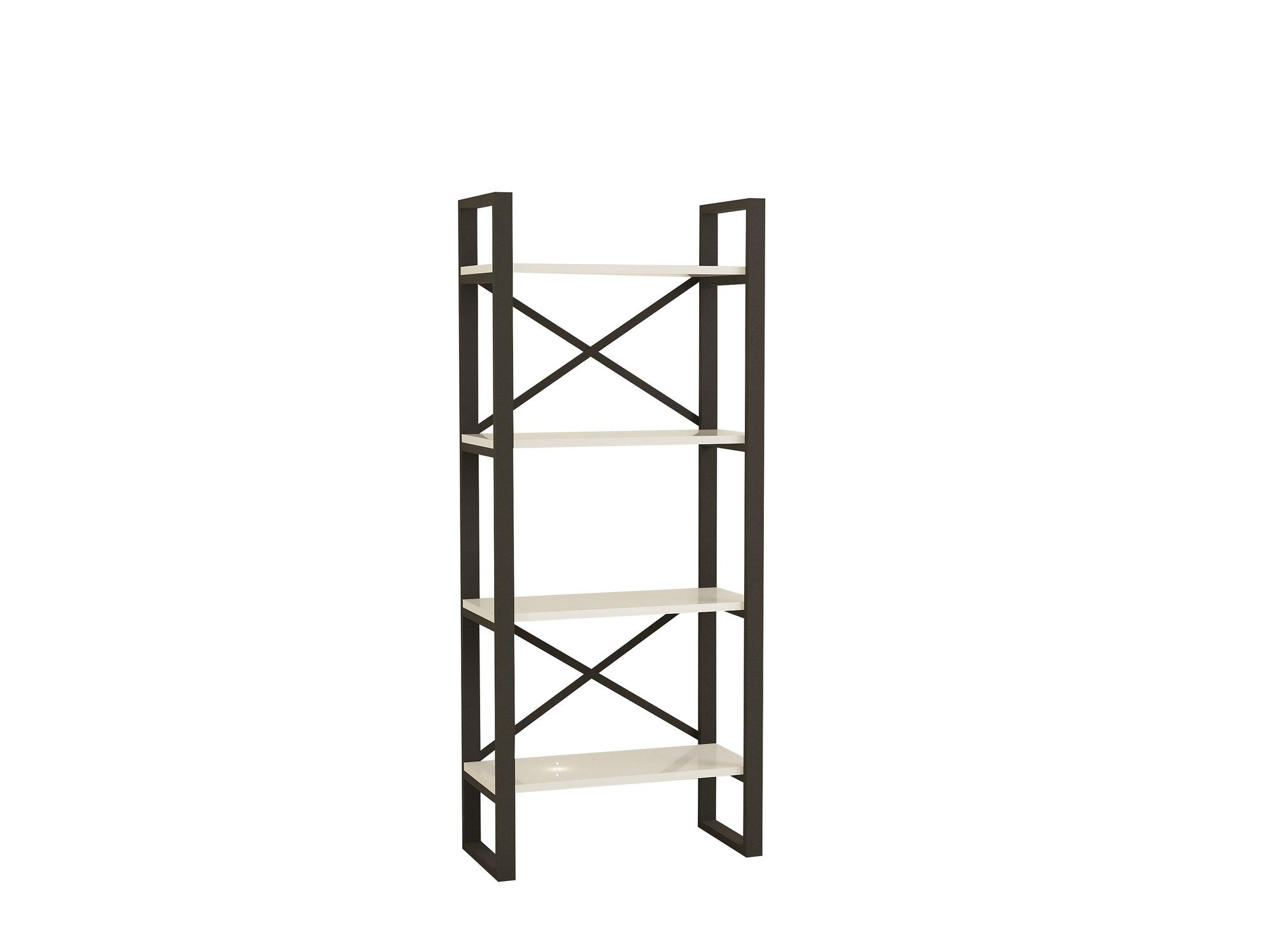 Estante de livros – 66 cm x 150 cm x 32 cm – Branco e Preto – Painéis de partículas e Metal