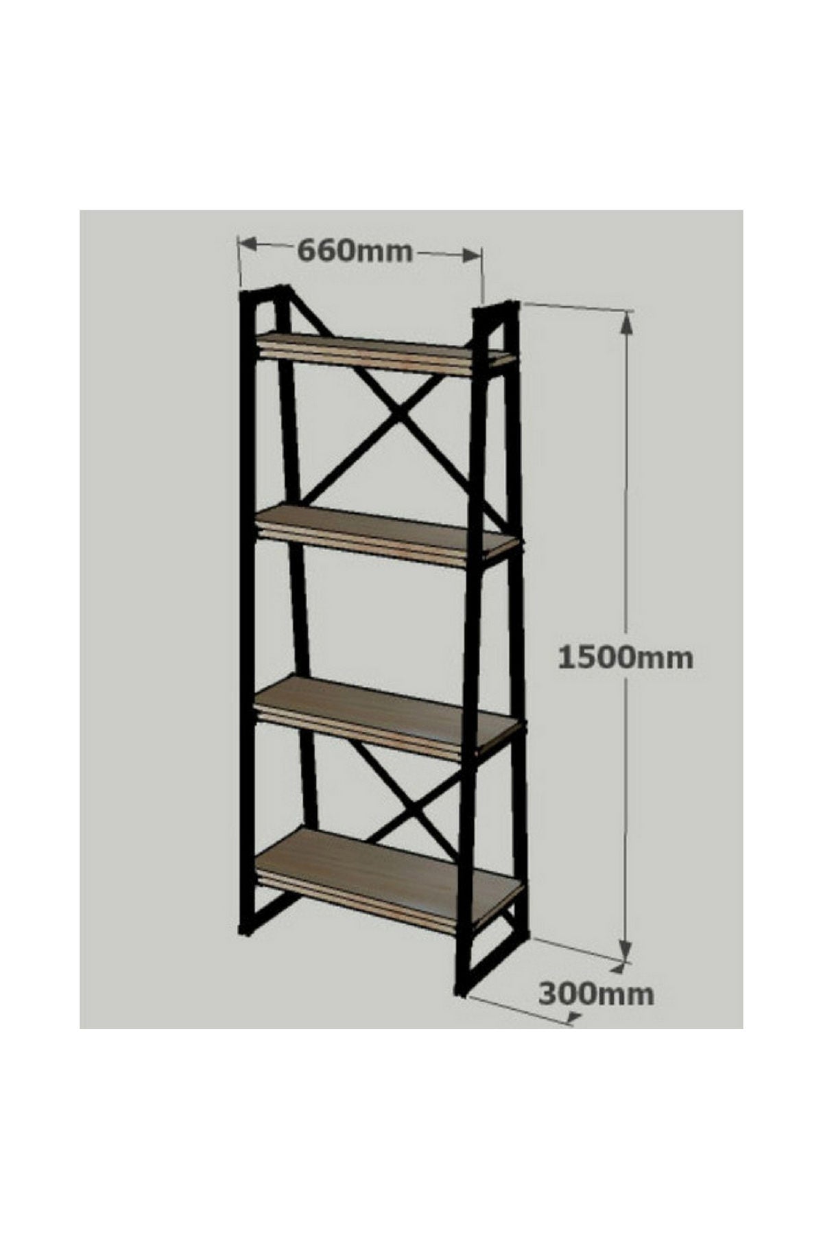 Estante de livros – 66cm x 150cm x 32cm – Safira e Preto – Painéis de partículas revestidos a melamina e metal