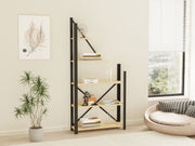 Estante de livros – 80 cm x 169.5 cm x 24 cm – Preto e Safira – Painel de partículas revestido a melamina