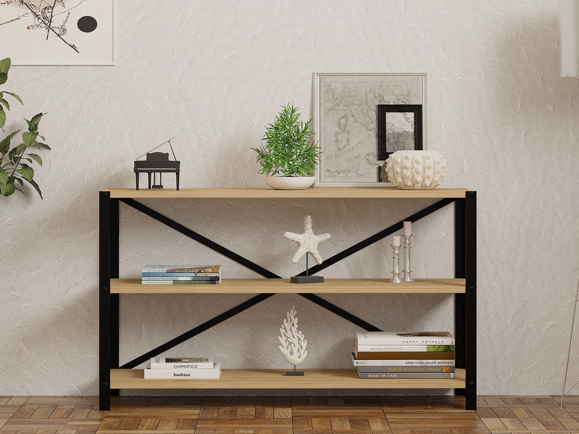 Estante de livros – 103 cm x 60 cm x 29,5 cm – Safira – Aglomerado e Metal