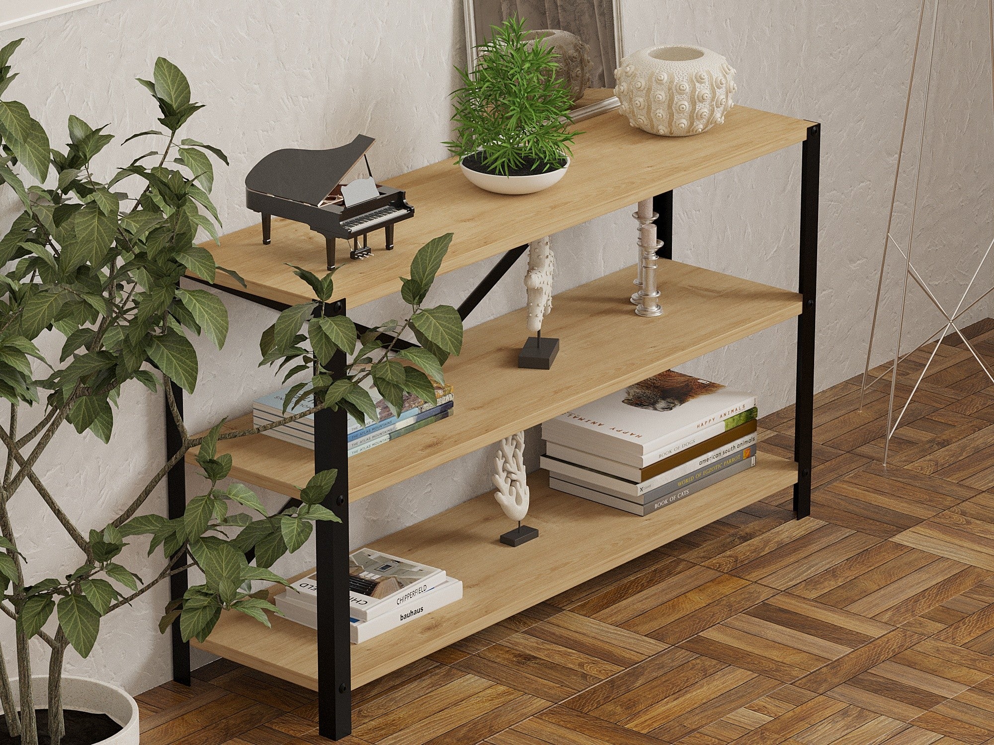 Estante de livros – 103 cm x 60 cm x 29,5 cm – Safira – Aglomerado e Metal