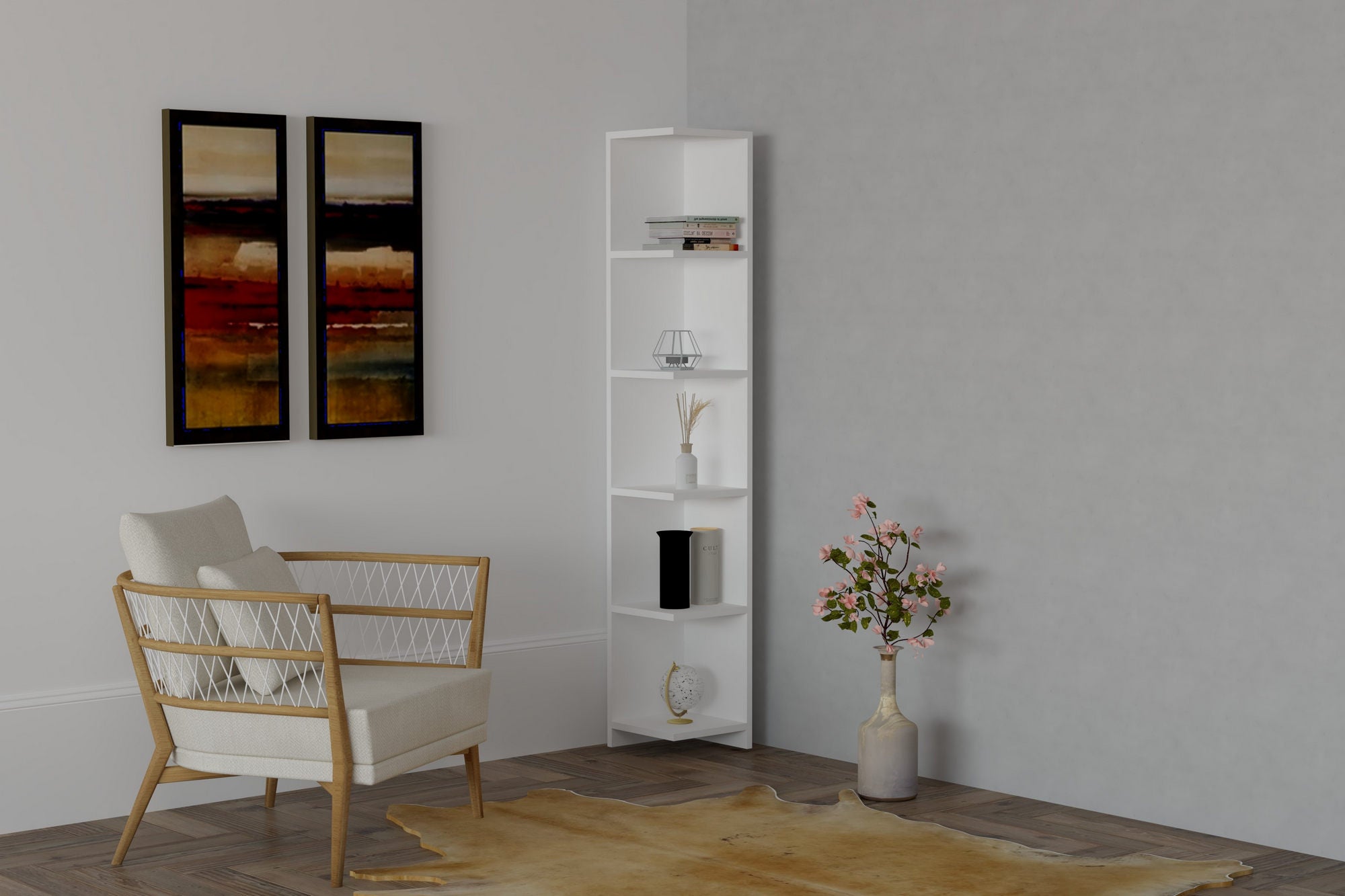 Estante escandinava – 160 x 25 x 25 cm – Branca – Painel de partículas revestido a melamina