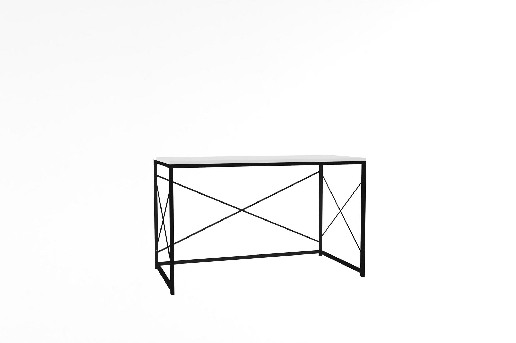 Secretária de Estudo – 121cm x 72cm x 60cm – Branco e Preto – Painel de partículas revestido a melamina e metal