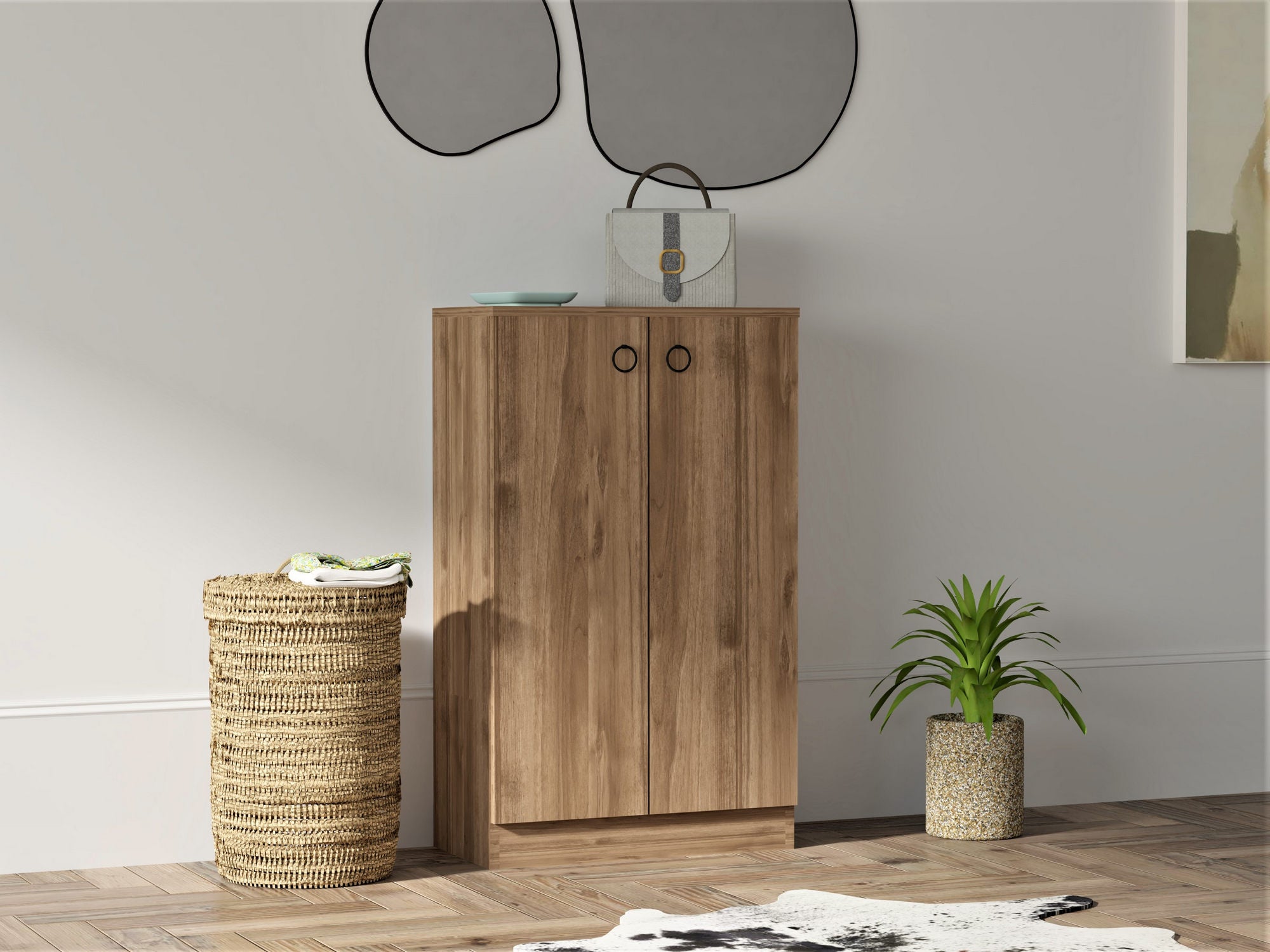 Armário multifuncional – 60 cm x 100 cm x 31,6 cm – nogueira – painel de partículas revestido a melamina