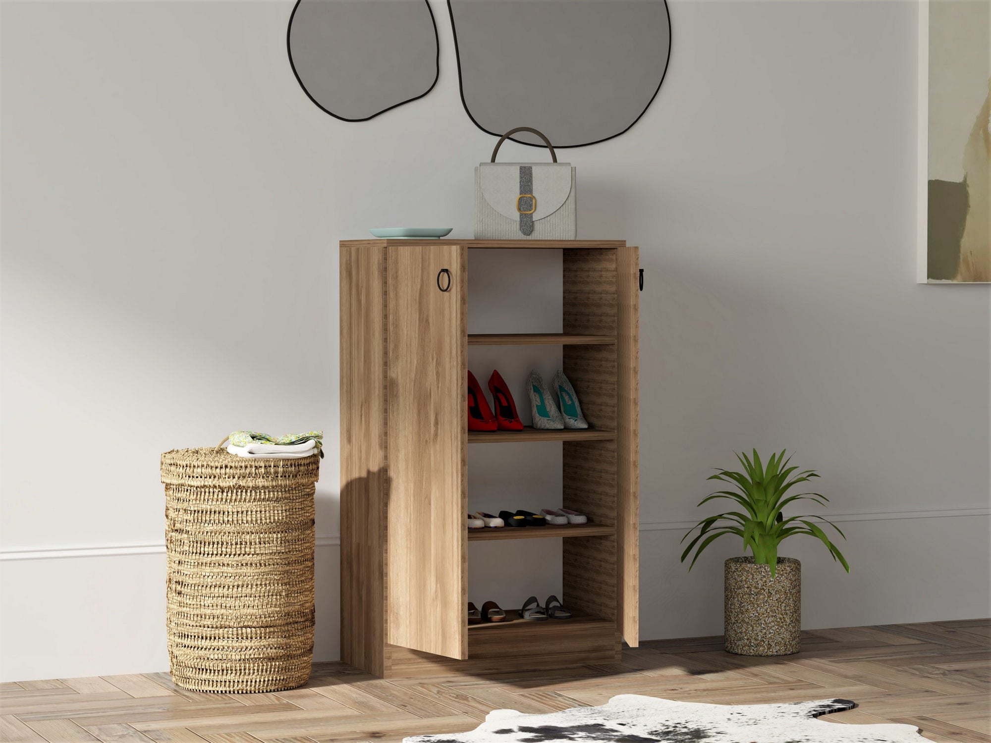 Armário multifuncional – 60 cm x 100 cm x 31,6 cm – nogueira – painel de partículas revestido a melamina