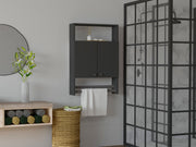 Armário de Casa de Banho – 60 x 87 x 15 cm – Antracite – Painel de partículas revestido em melamina