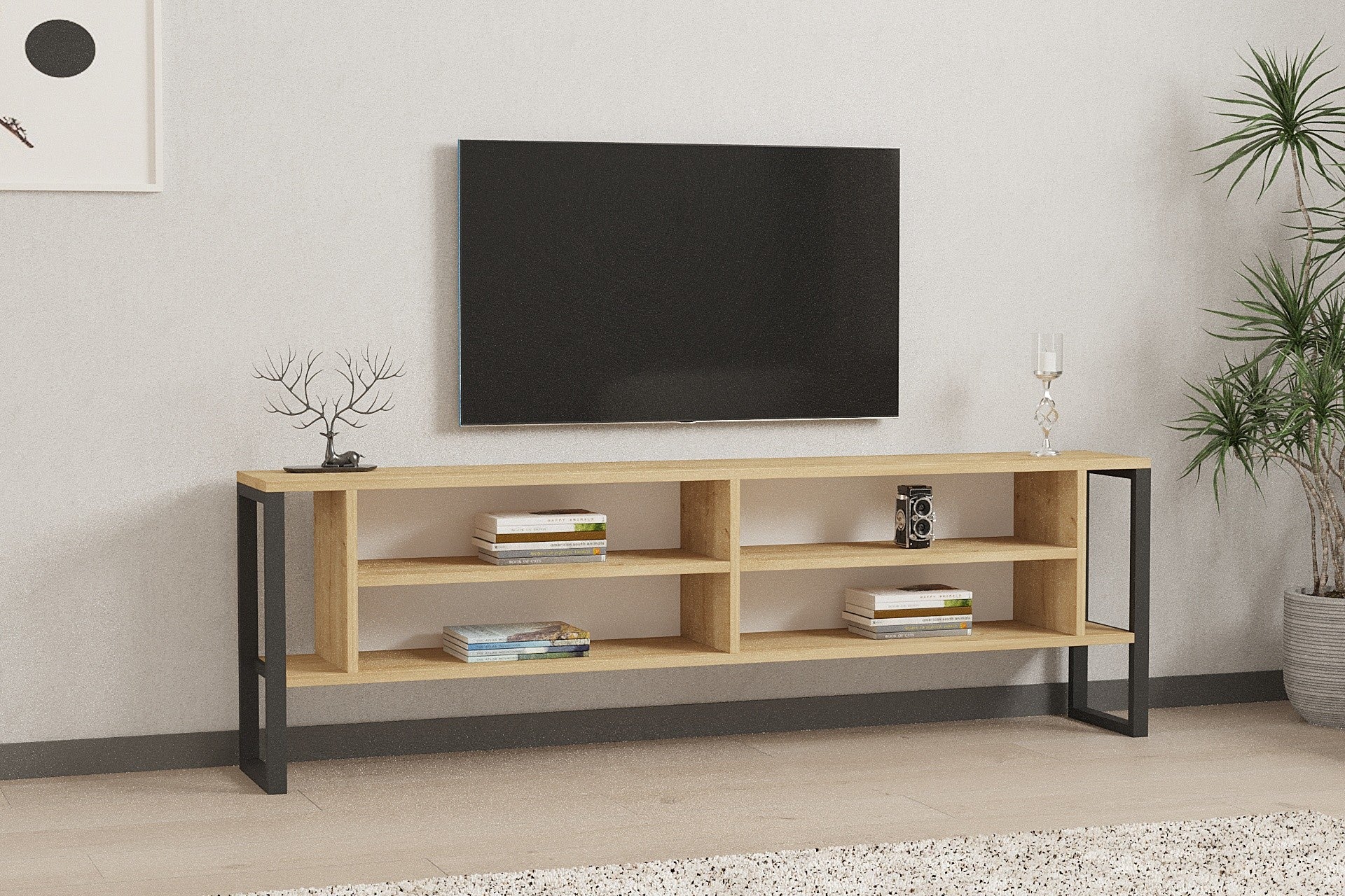 Móvel de TV – 160 cm x 50.4 cm x 24.5 cm – safira – painel de partículas revestido a melamina