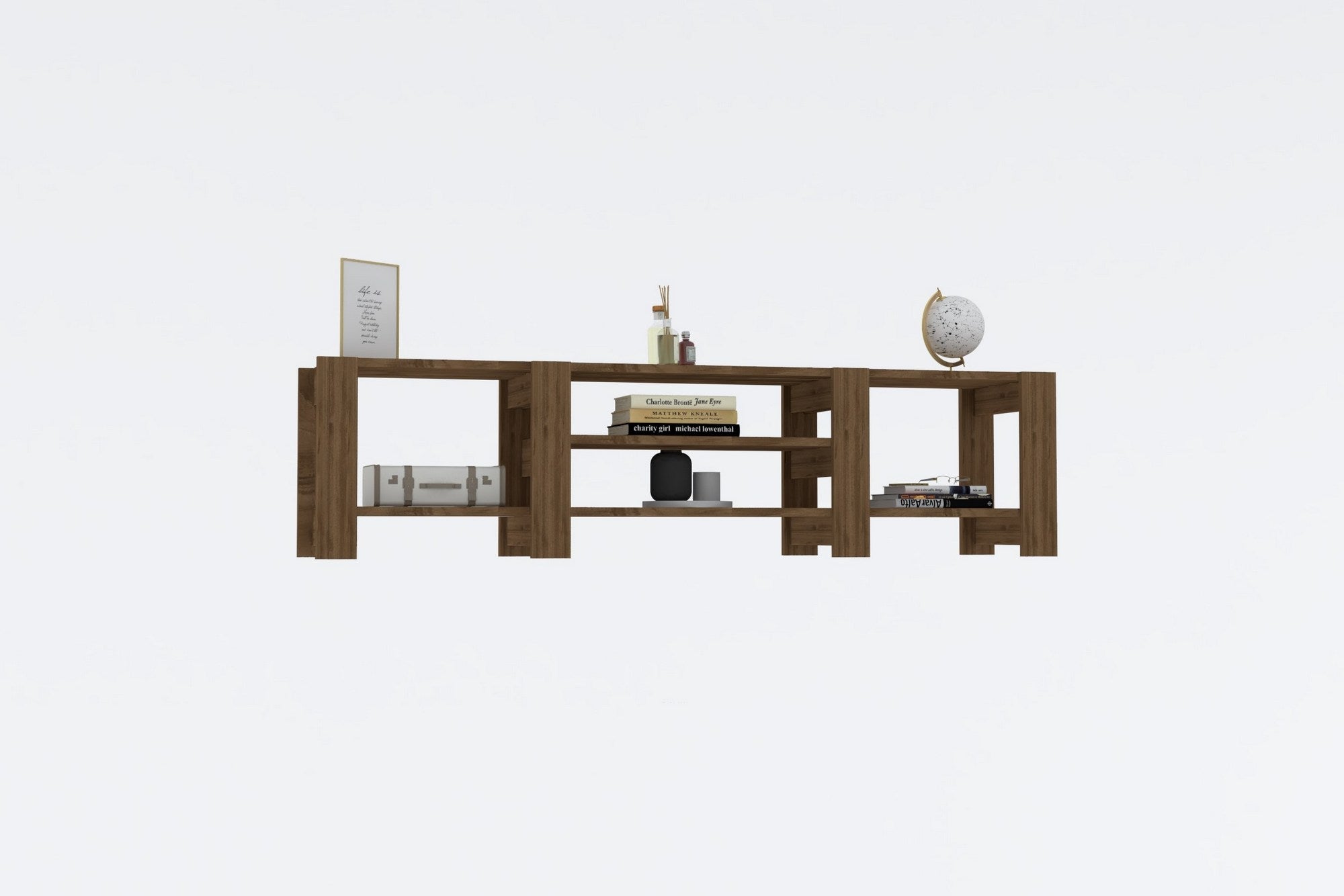 Móvel de TV – 159.8cm x 40cm x 33.6cm – nogueira – painel de partículas revestido a melamina