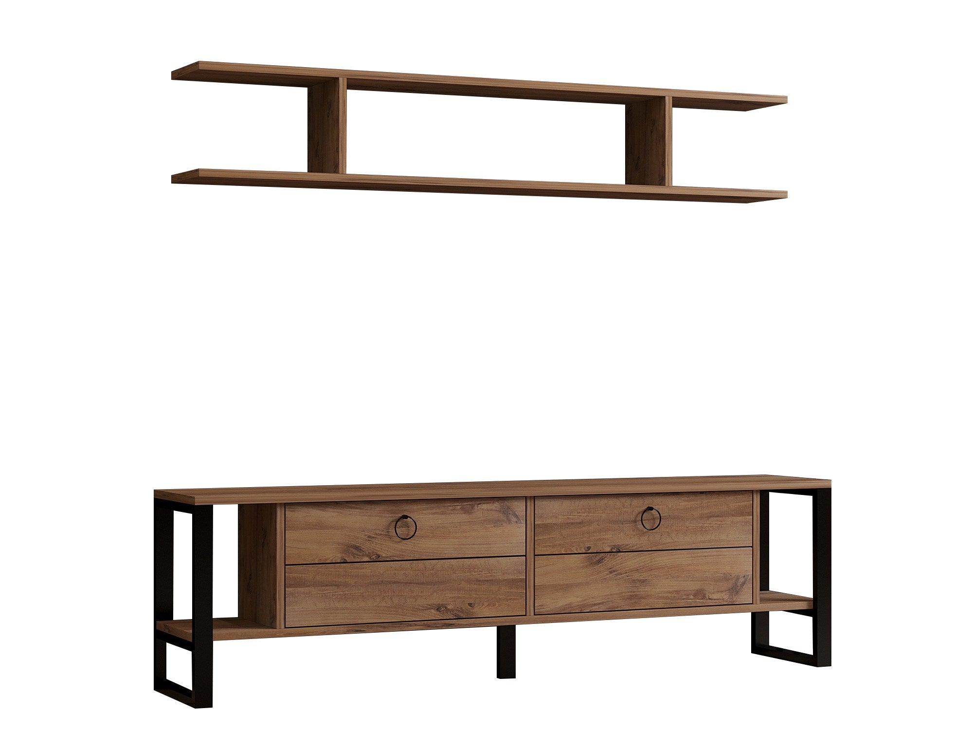 Móvel de TV – 160 cm x 45 cm x 30 cm – Pinho Atlântico – Painel de partículas e metal