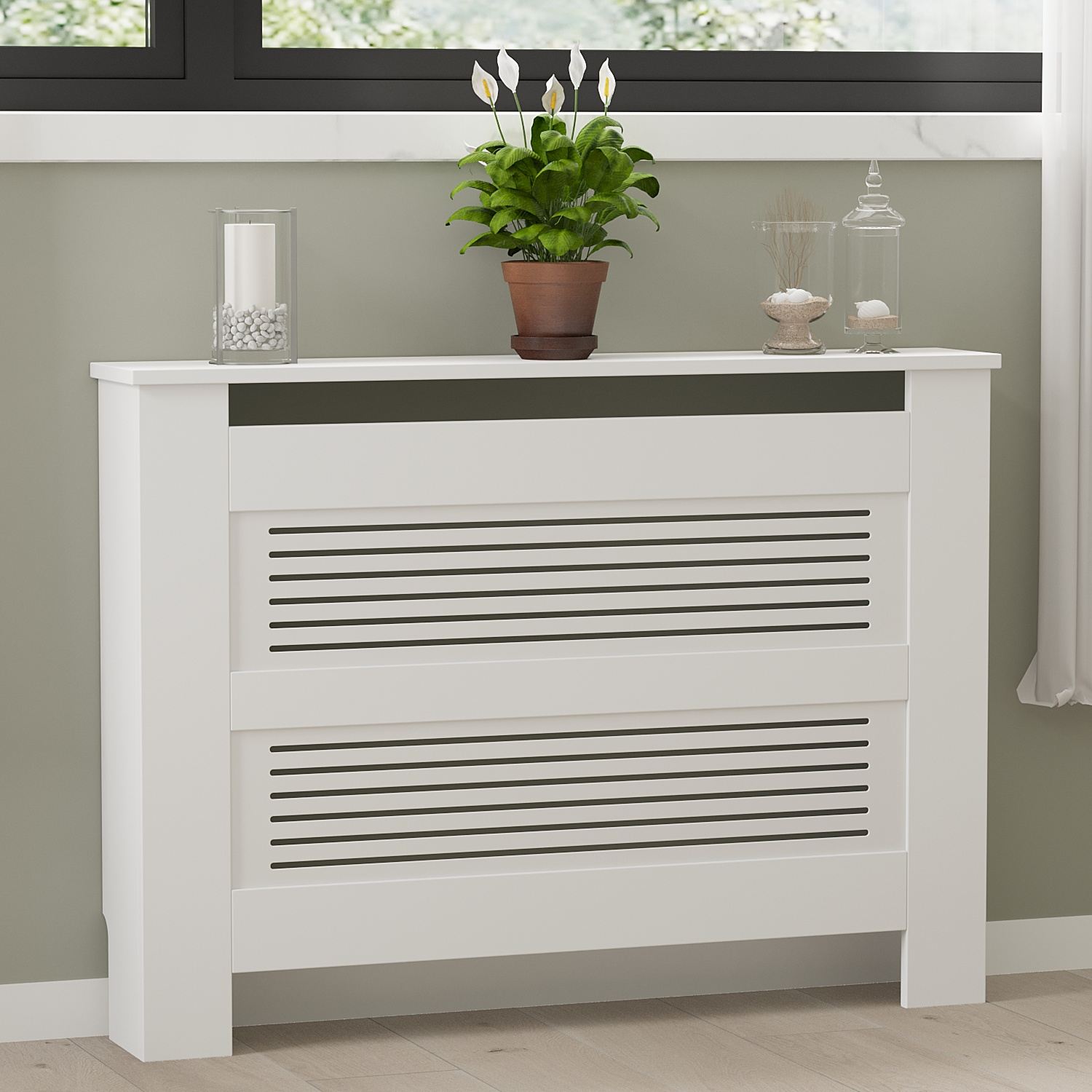 Gabinete para Radiador – 112 x 82 x 30 cm – Branco – Aglomerado e MDF