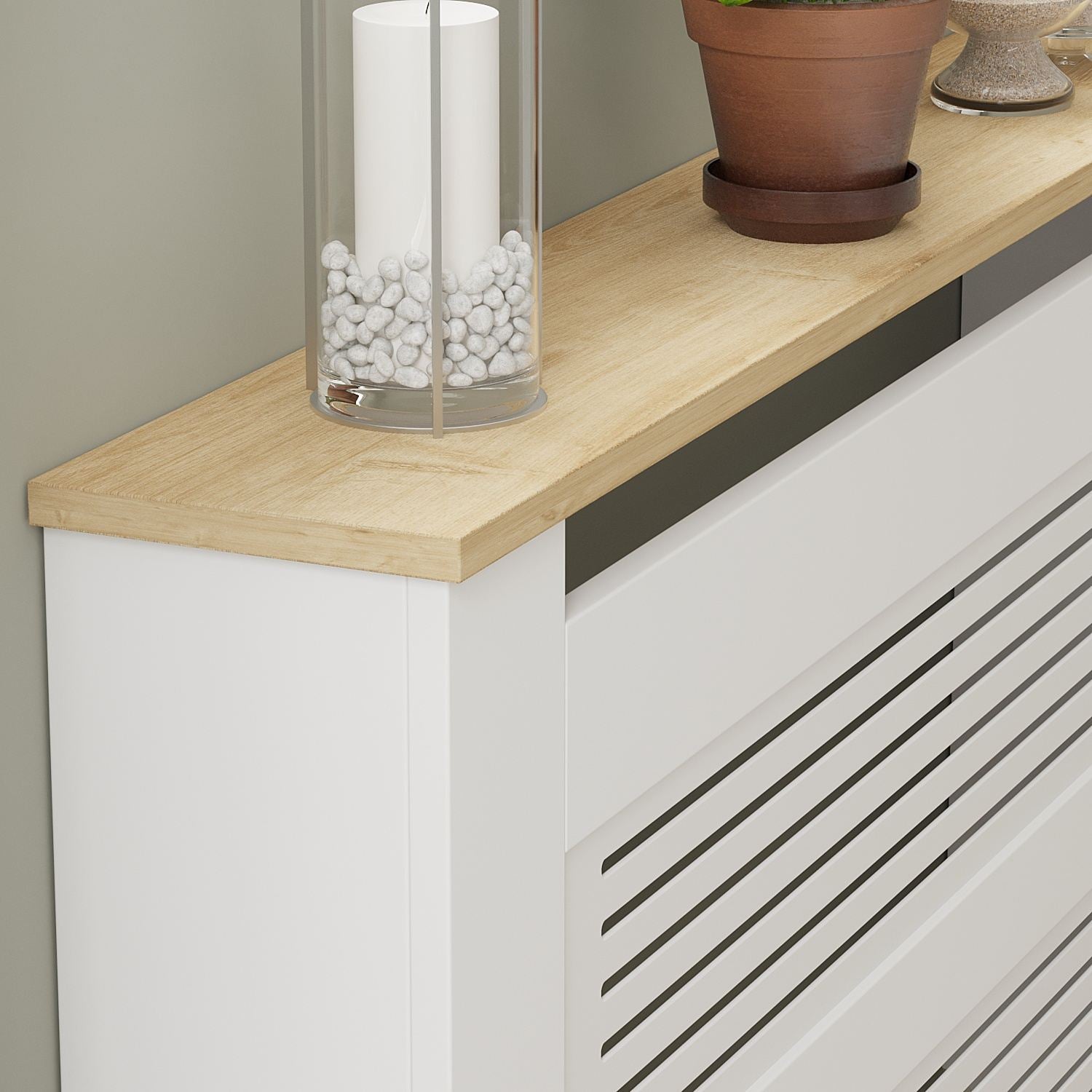 Armário para Radiador – 112cm x 82cm x 30cm – Carvalho Safira e Branco – Aglomerado e MDF