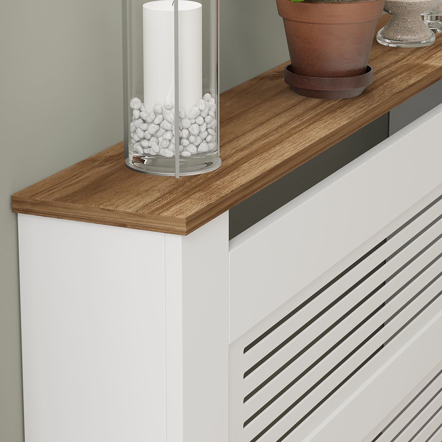Armário para Radiador – 112 cm x 82 cm x 30 cm – Nogueira e Branco – Aglomerado e MDF