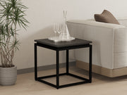 Mesa de Centro Preta Elegante, 45 x 45 x 45 cm | Painel de Partículas 100% Revestido em Melamina e Estrutura de Metal | Design Multiuso com Armazenamento Adicional para uma Estética Hoteleira Moderna