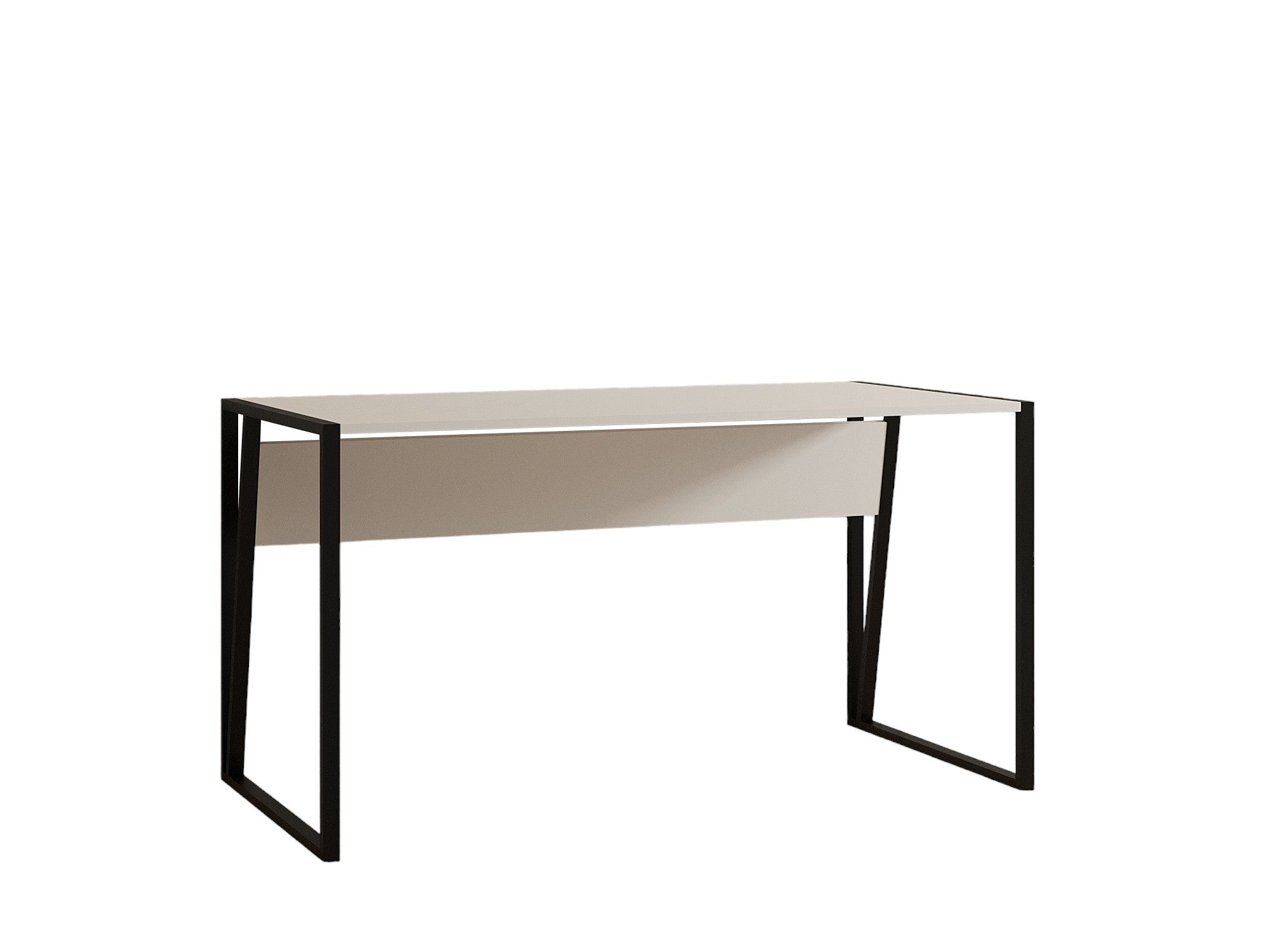 Secretária de Estudo – 140 cm x 74 cm x 70 cm – Branco e Preto – Painel de Partículas e Metal