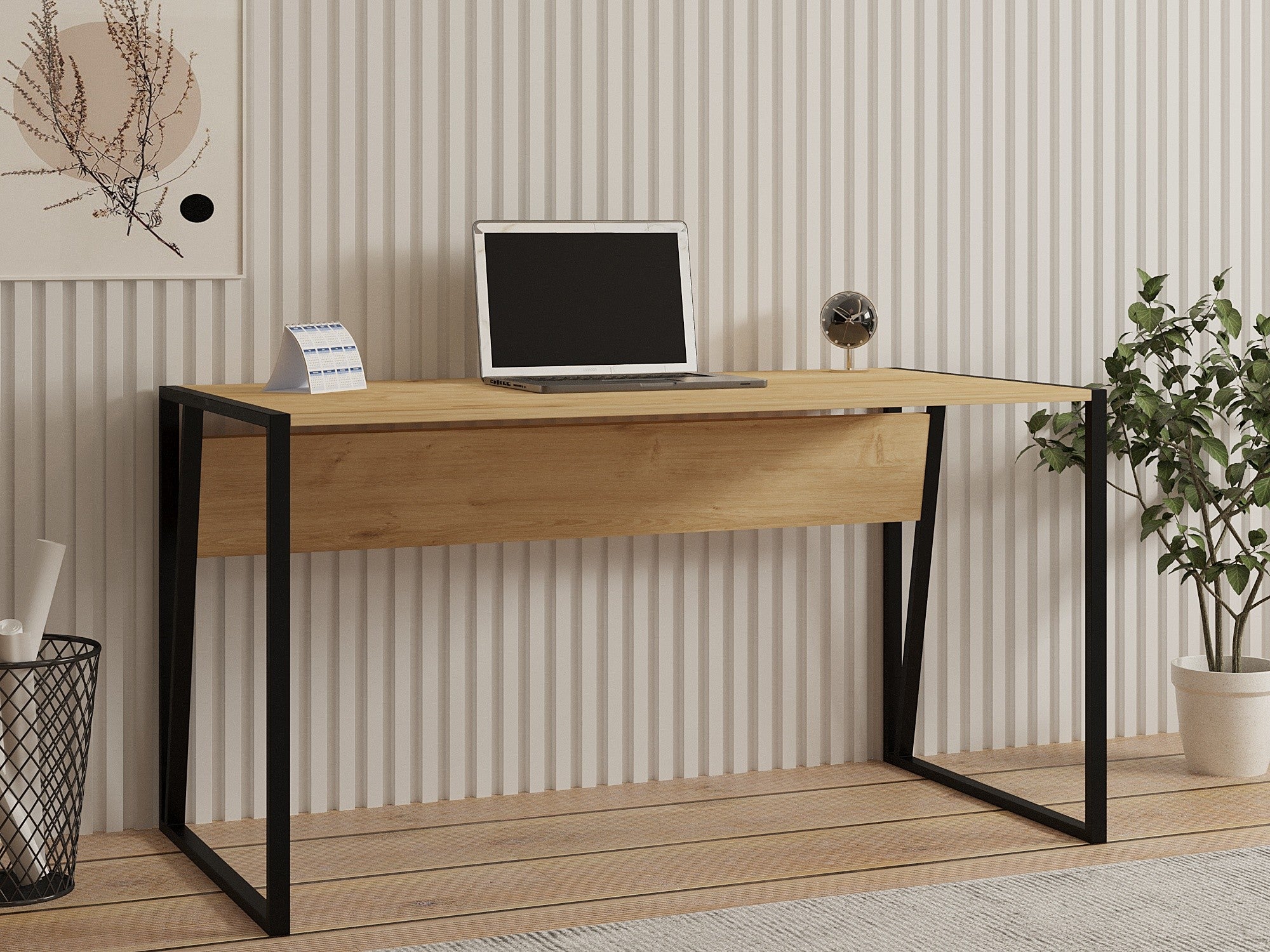 Secretária Multiuso – 140 x 74 x 70 cm – Safira e Preto – Painel de Partículas revestido a Melamina