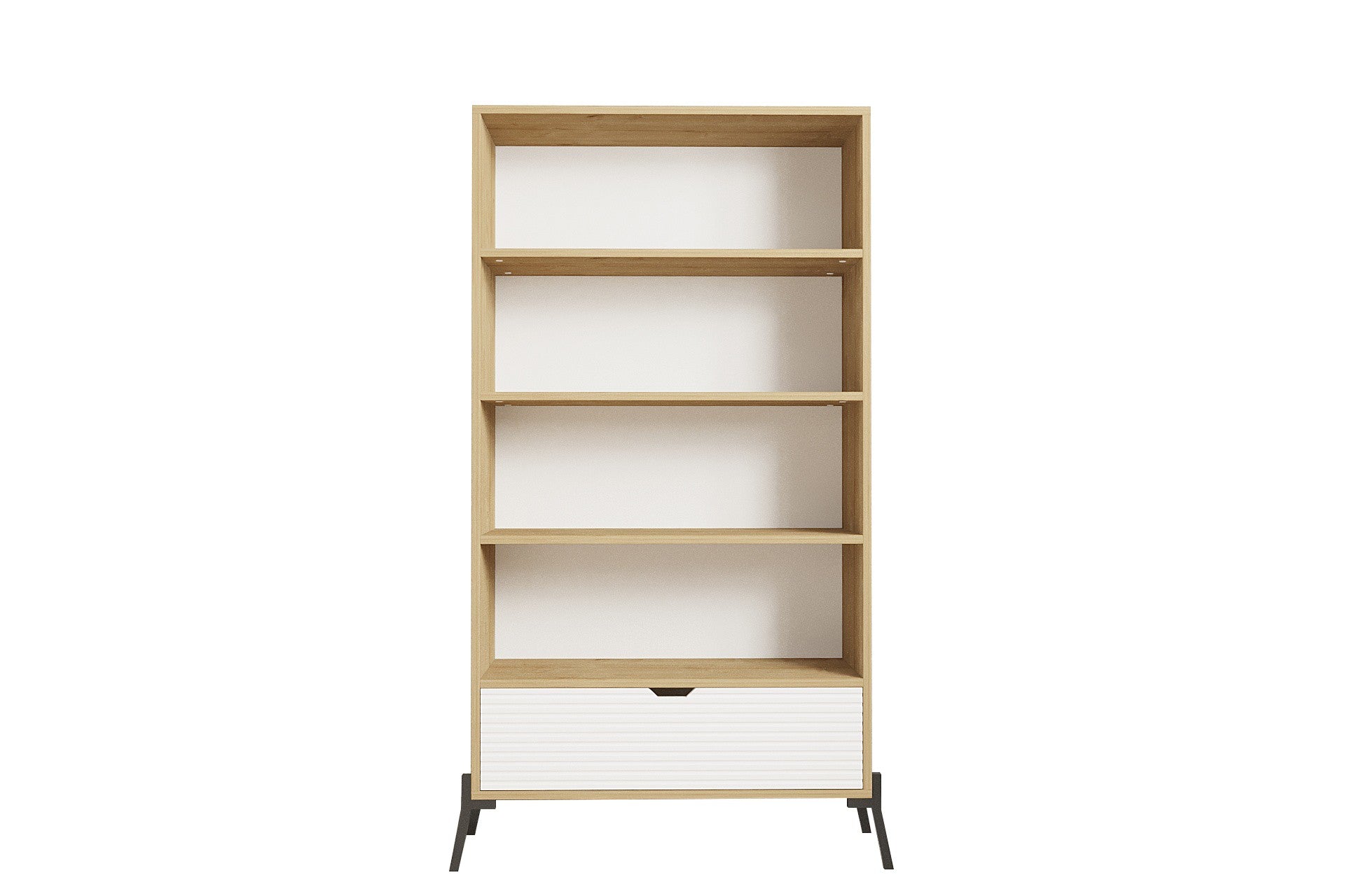 Estante de livros – 83.6cm x 160cm x 30cm – Carvalho Safira e Branco – Painel de partículas e MDF