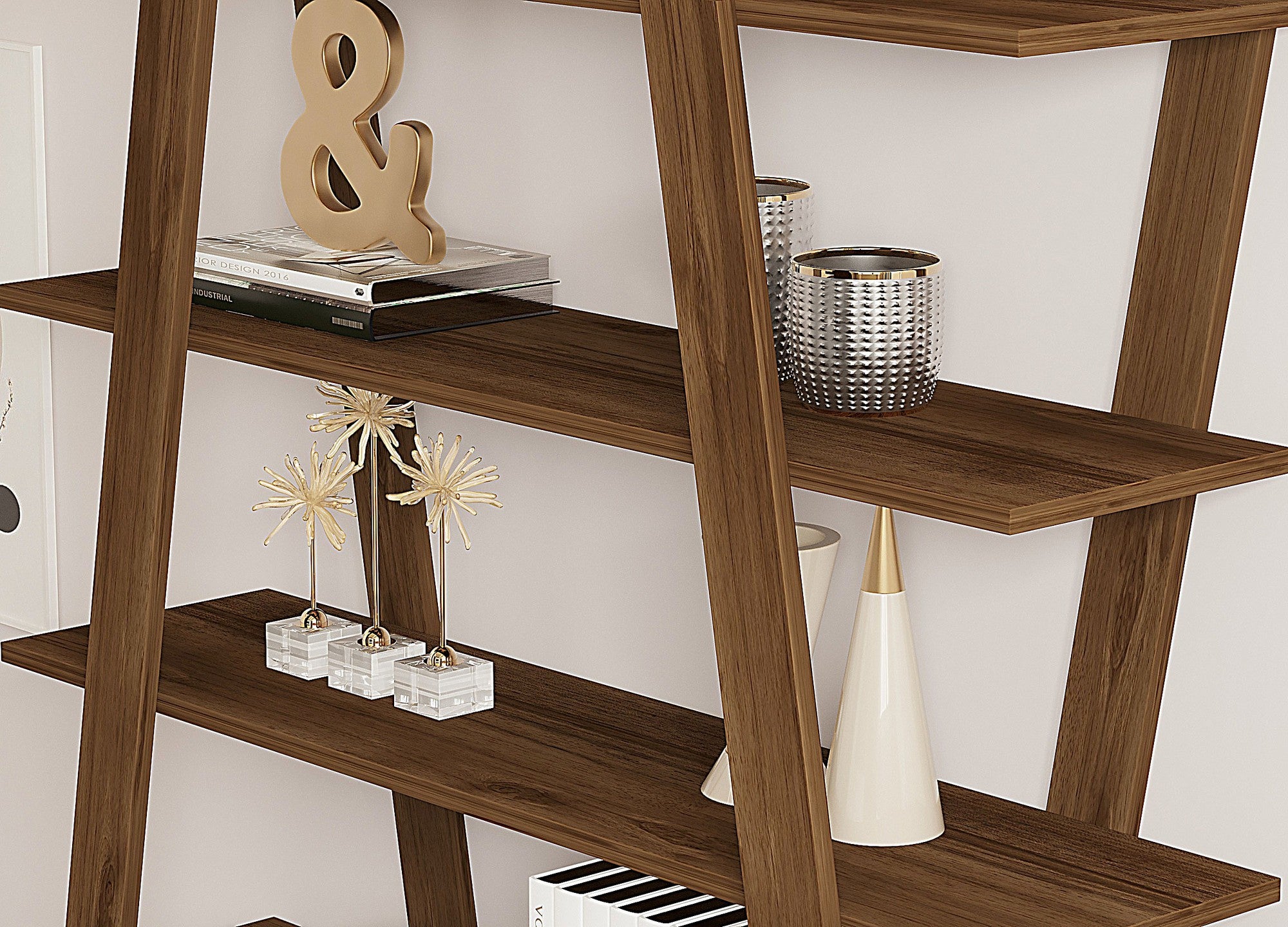 Estante escandinava em nogueira – 120 x 150 x 25 cm – nogueira – painel de partículas revestido a melamina